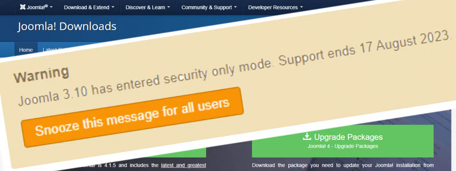 Joomla 3.10 has entered security only mode. Support ends 17 August 2023 Box Links