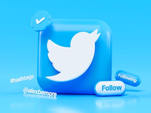 Twitter block image, tick, follow following